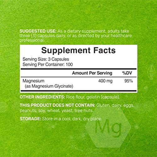 Magnesiumglycinat 400mg, 300 Kapseln | 100% cheliert für leichte Aufnahme | Essenzielles Mineral für Muskeln, Schlaf & Herzgesundheit*