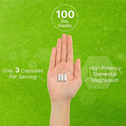 Magnesiumglycinat 400mg, 300 Kapseln | 100% cheliert für leichte Aufnahme | Essenzielles Mineral für Muskeln, Schlaf & Herzgesundheit*
