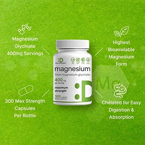 Magnesiumglycinat 400mg, 300 Kapseln | 100% cheliert für leichte Aufnahme | Essenzielles Mineral für Muskeln, Schlaf & Herzgesundheit*