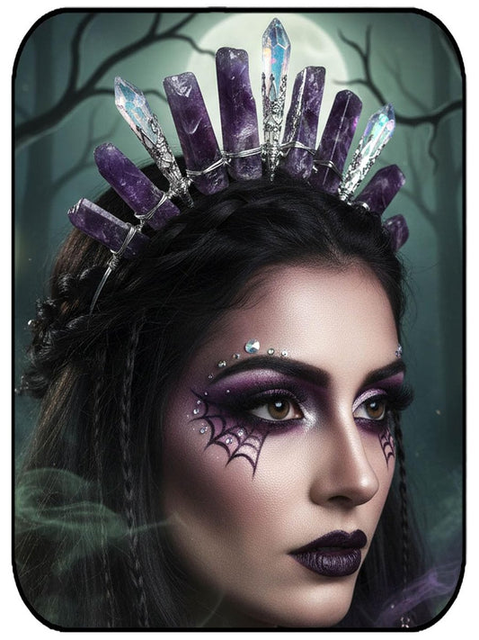 Formery Lila Rohkristall Krone Silber Amethyst Quarz Stirnband Haarschmuck für Frauen