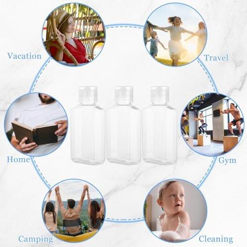 CYEAH 100 Stück 60 ml leere Handdesinfektionsflaschen, durchsichtige nachfüllbare Klappdeckelflaschen, Plastik Reisegröße mit Klappverschluss, nachfüllbarer Handdesinfektionsspender für Reisen, Geschäftsreisen und Camping