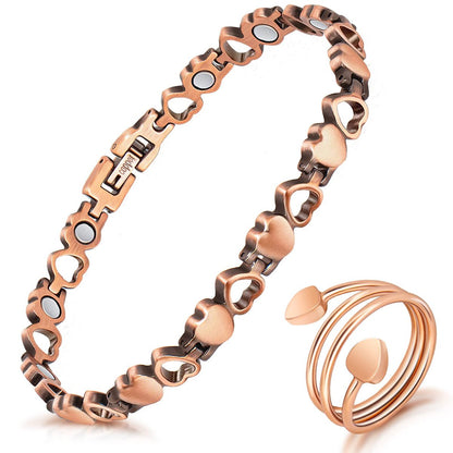 Magnetisches Kupferarmband für Frauen – Lymphdetox-Armband mit 3500 Gauss Magneten & Lymphdrainage-Ring inkl. Einstellwerkzeug – 100% massives Kupfer