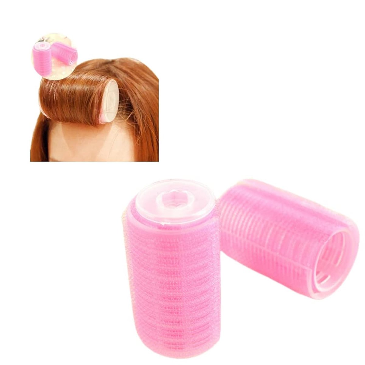 Selbstklebende Haarwickler für Volumen und Styling – Pink, 2er-Pack