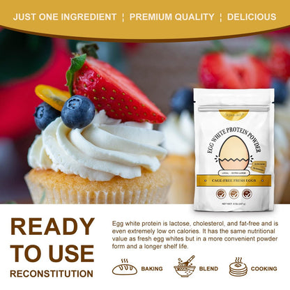 Orgnisulmte Eiklar-Proteinpulver 227 g – pasteurisiert, geschmacksneutral, glutenfrei, nicht gentechnisch verändert, aus Freilandhaltung – ideal zum Backen und für Desserts