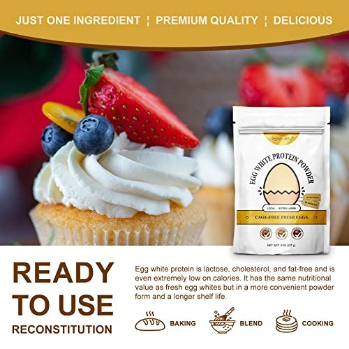 Orgnisulmte Eiklar-Proteinpulver 227 g – pasteurisiert, geschmacksneutral, glutenfrei, nicht gentechnisch verändert, aus Freilandhaltung – ideal zum Backen und für Desserts