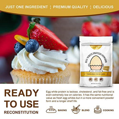 Orgnisulmte Eiklar-Proteinpulver 227 g – pasteurisiert, geschmacksneutral, glutenfrei, nicht gentechnisch verändert, aus Freilandhaltung – ideal zum Backen und für Desserts