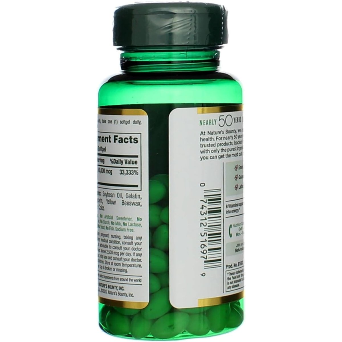 Nature's Bounty Biotin 10.000 mcg – Unterstützt gesundes Haar, Haut und Nägel – Schnell freisetzende Softgels – 120 Stück