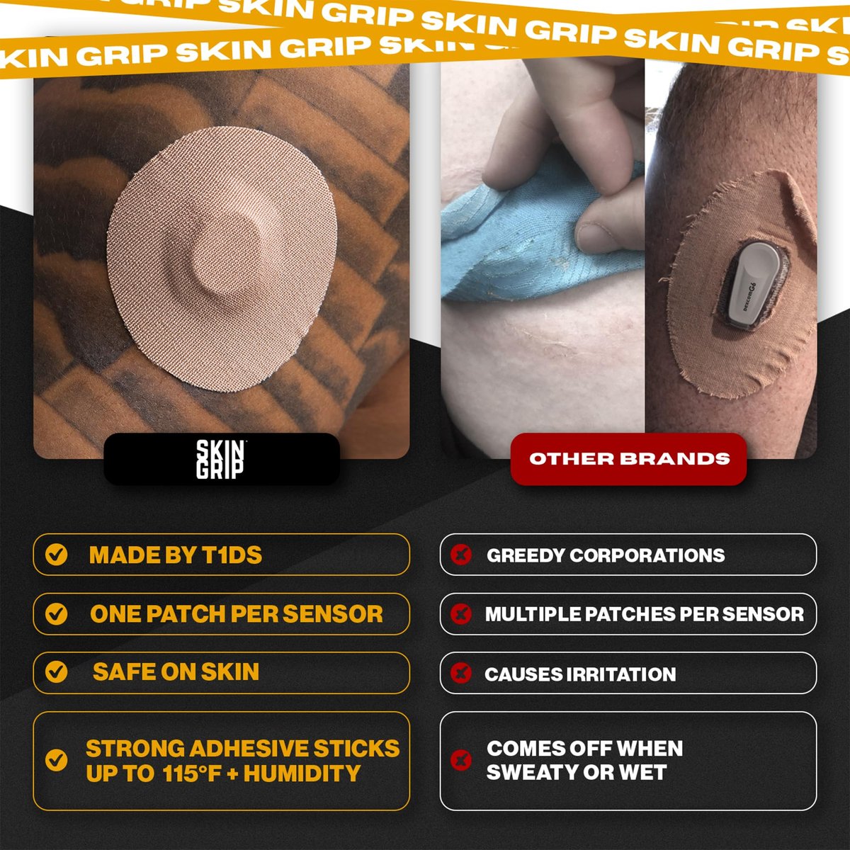 Skin Grip Klebepflaster kompatibel mit Dexcom G7 & Stelo CGM – wasserdicht & schweißfest, sichere Haftung für 10-15 Tage – 20er Pack, Tan