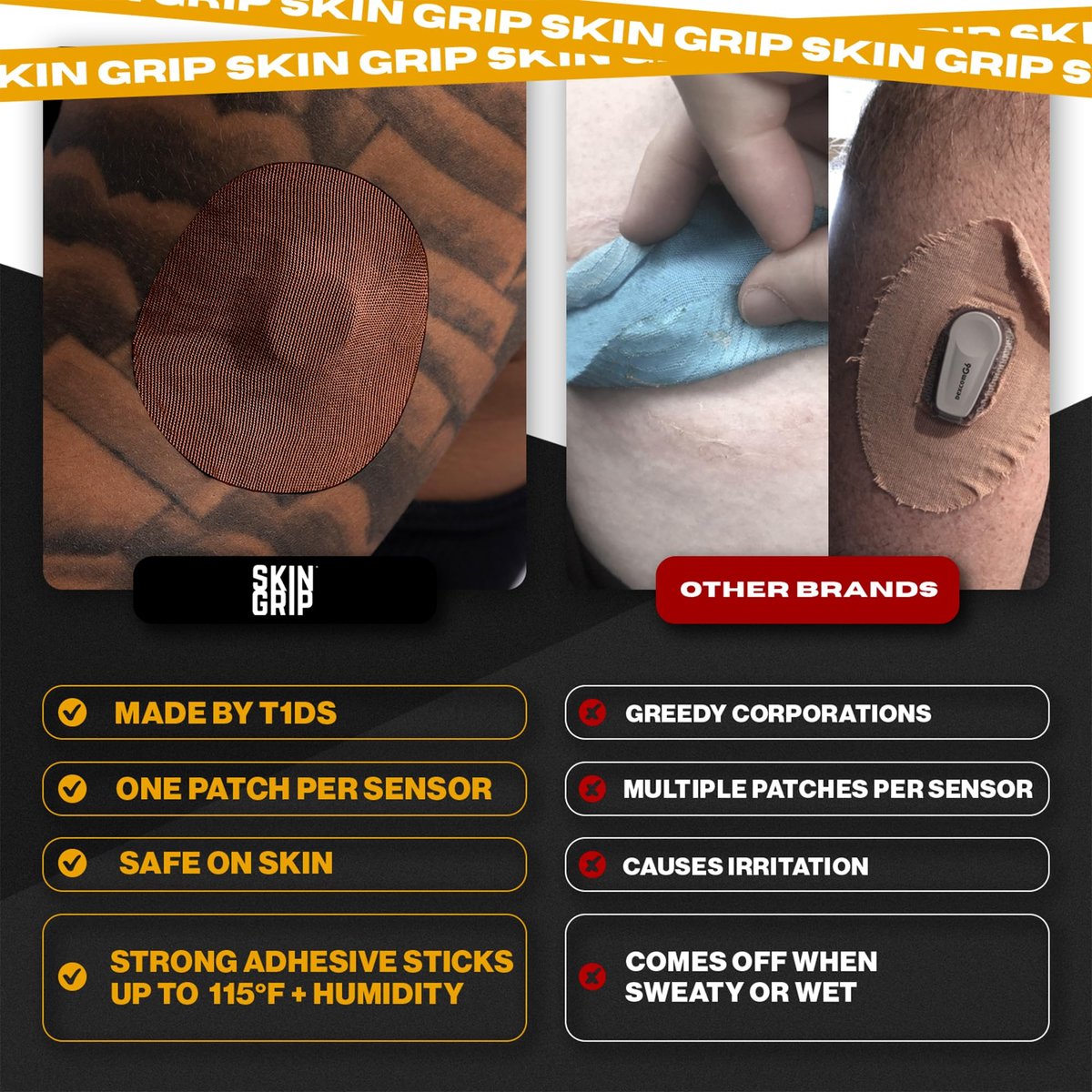 Skin Grip Haftpflaster kompatibel mit Dexcom G7 & Stelo CGM – Wasserdichte & schweißresistente Abdeckung für kontinuierlichen Glukosemonitor – hält sicher 10-15 Tage – 20er-Packung, Schokolade