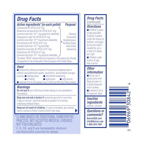 Boiron SleepCalm Kinderschlafhilfe für tiefen, erholsamen Schlaf - Melatoninfrei und nicht gewohnheitsbildend - 2 Packungen (160 Pellets)