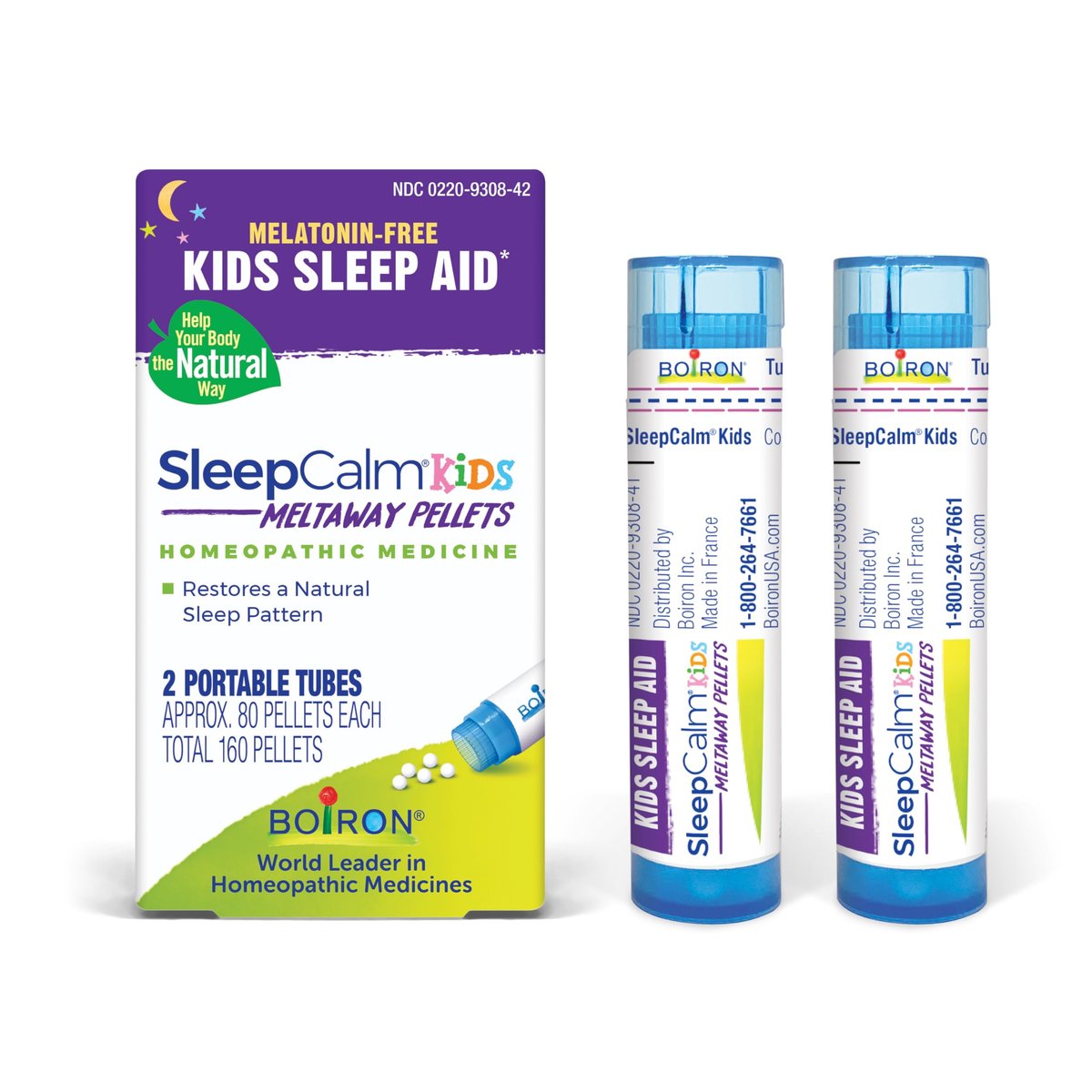 Boiron SleepCalm Kinderschlafhilfe für tiefen, erholsamen Schlaf - Melatoninfrei und nicht gewohnheitsbildend - 2 Packungen (160 Pellets)