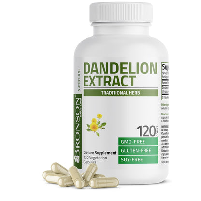 Bronson Löwenzahn Extrakt Hochdosiert – Unterstützt allgemeine Gesundheit & Wohlbefinden, Traditionelles Diuretikum – Non-GMO, 120 Kapseln