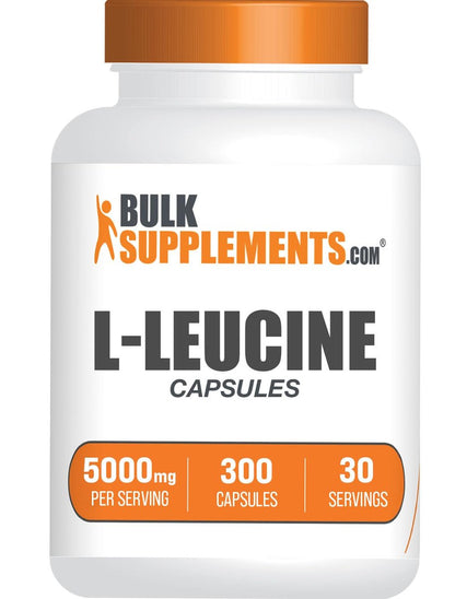 BulkSupplements.com L-Leucin Kapseln - Leucin Supplement, BCAA, 5000 mg pro Portion, Glutenfrei, 300 Kapseln (30 Tage Vorrat)