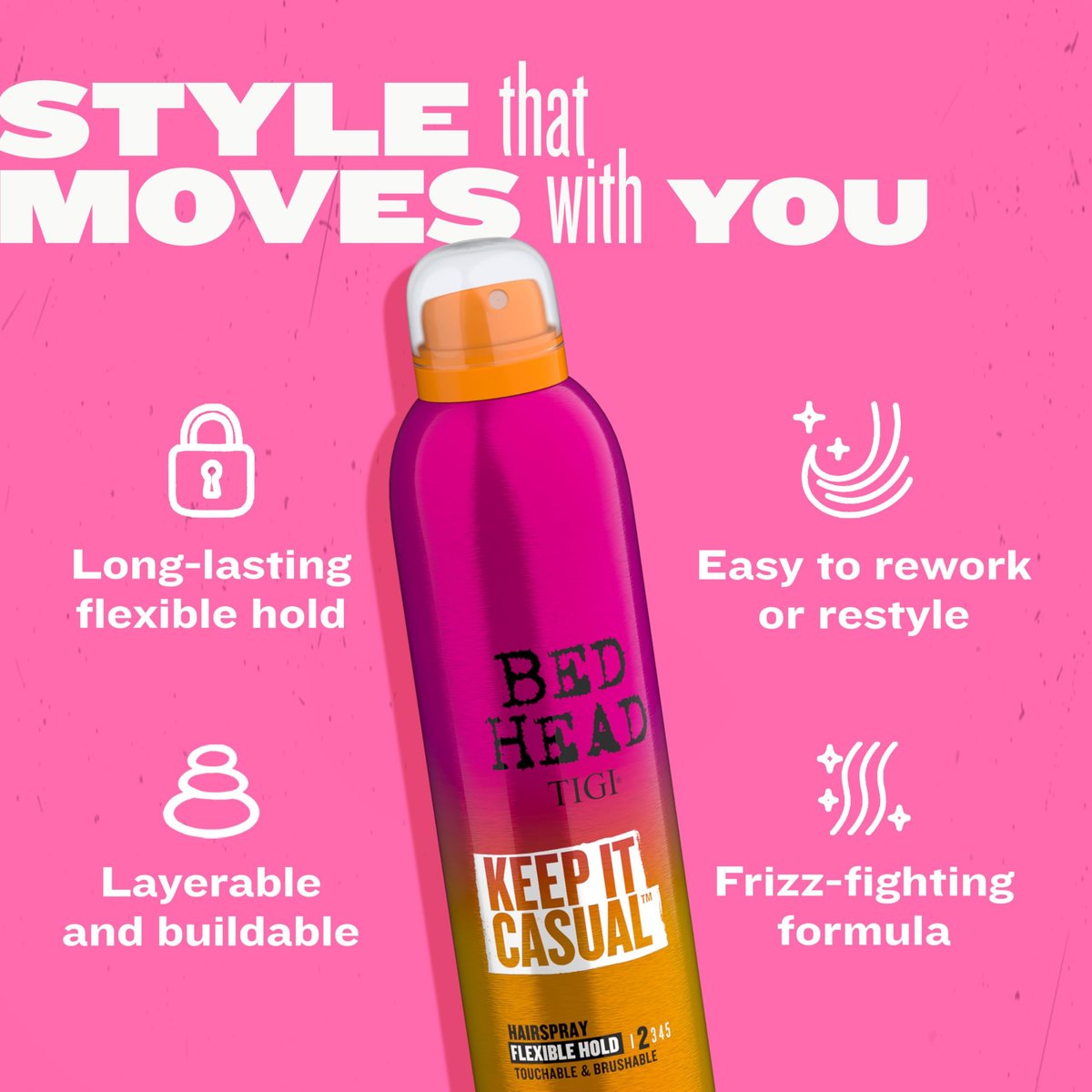 TIGI Bed Head Keep It Casual Haarspray – Flexibler Halt mit bürstenfreiem Finish für Frizz- und Statikkontrolle, 258 ml