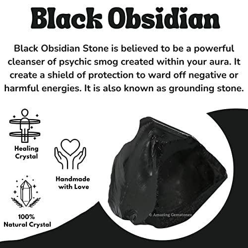 Amazing Gemstone Schwarzer Obsidian Rohstein – Natürliche Heilsteine für Tumbling und DIY (2 Stücke)