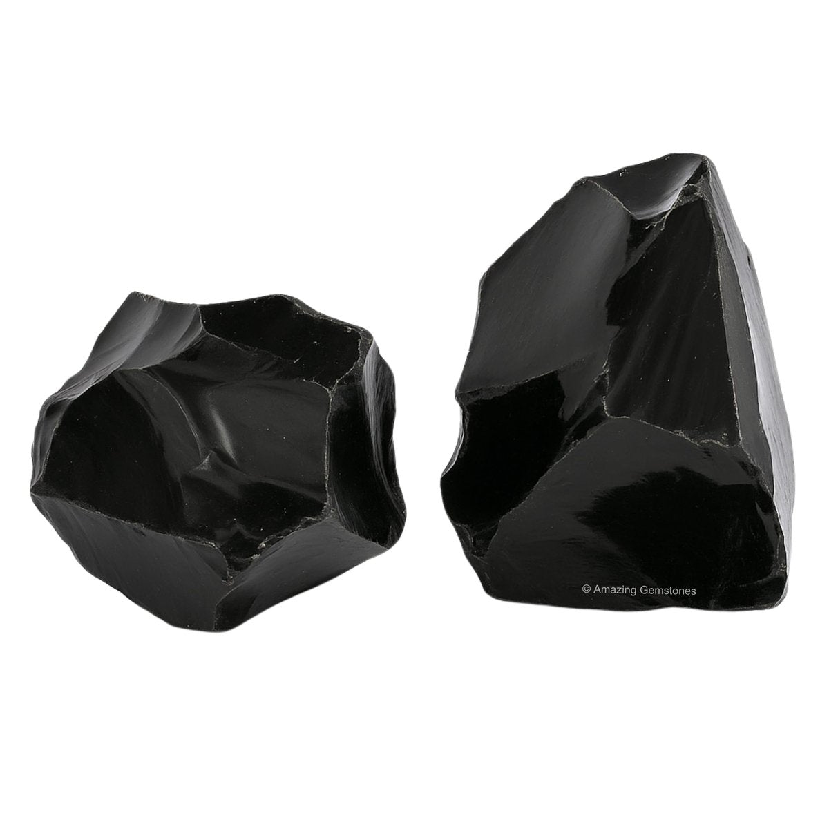 Amazing Gemstone Schwarzer Obsidian Rohstein – Natürliche Heilsteine für Tumbling und DIY (2 Stücke)