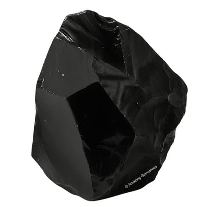 Amazing Gemstone Schwarzer Obsidian Rohstein – Natürliche Heilsteine für Tumbling und DIY (2 Stücke)