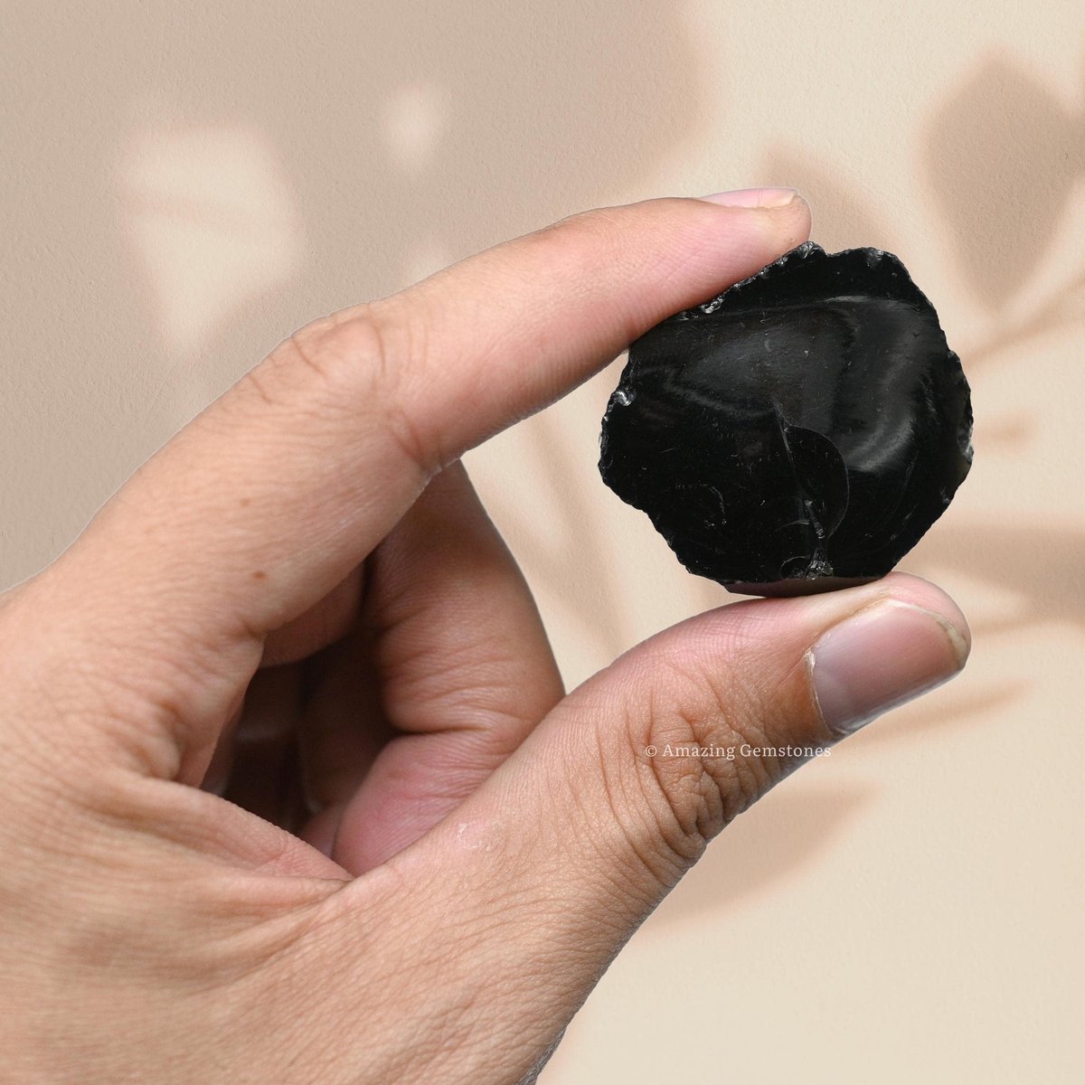Amazing Gemstone Schwarzer Obsidian Rohstein – Natürliche Heilsteine für Tumbling und DIY (2 Stücke)