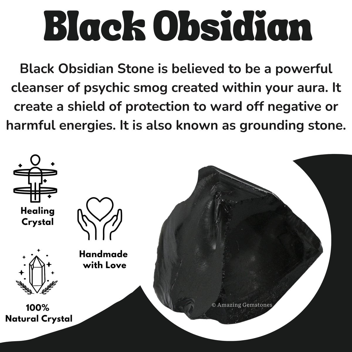 Amazing Gemstone Schwarzer Obsidian Rohstein – Natürliche Heilsteine für Tumbling und DIY (2 Stücke)