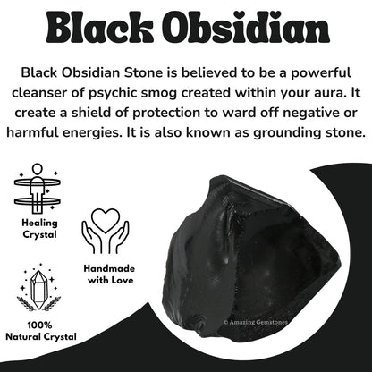 Amazing Gemstone Schwarzer Obsidian Rohstein – Natürliche Heilsteine für Tumbling und DIY (2 Stücke)