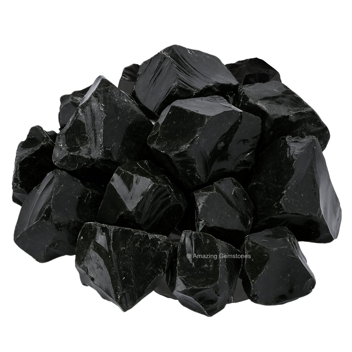 Amazing Gemstone Schwarzer Obsidian Rohstein – Natürliche Heilsteine für Tumbling und DIY (2 Stücke)