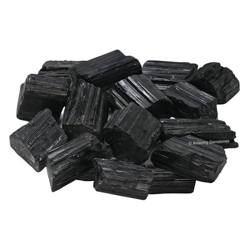 Amazing Gemstone Echter schwarzer Turmalin Kristallstein Rohstein Schutz für Heilung, natürliche Steine zum Trommeln - Turmalina Negra Original (2 Stück)