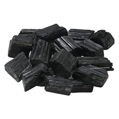Amazing Gemstone Echter schwarzer Turmalin Kristallstein Rohstein Schutz für Heilung, natürliche Steine zum Trommeln - Turmalina Negra Original (2 Stück)