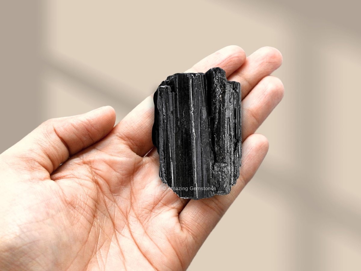 Amazing Gemstone Echter schwarzer Turmalin Kristallstein Rohstein Schutz für Heilung, natürliche Steine zum Trommeln - Turmalina Negra Original (2 Stück)