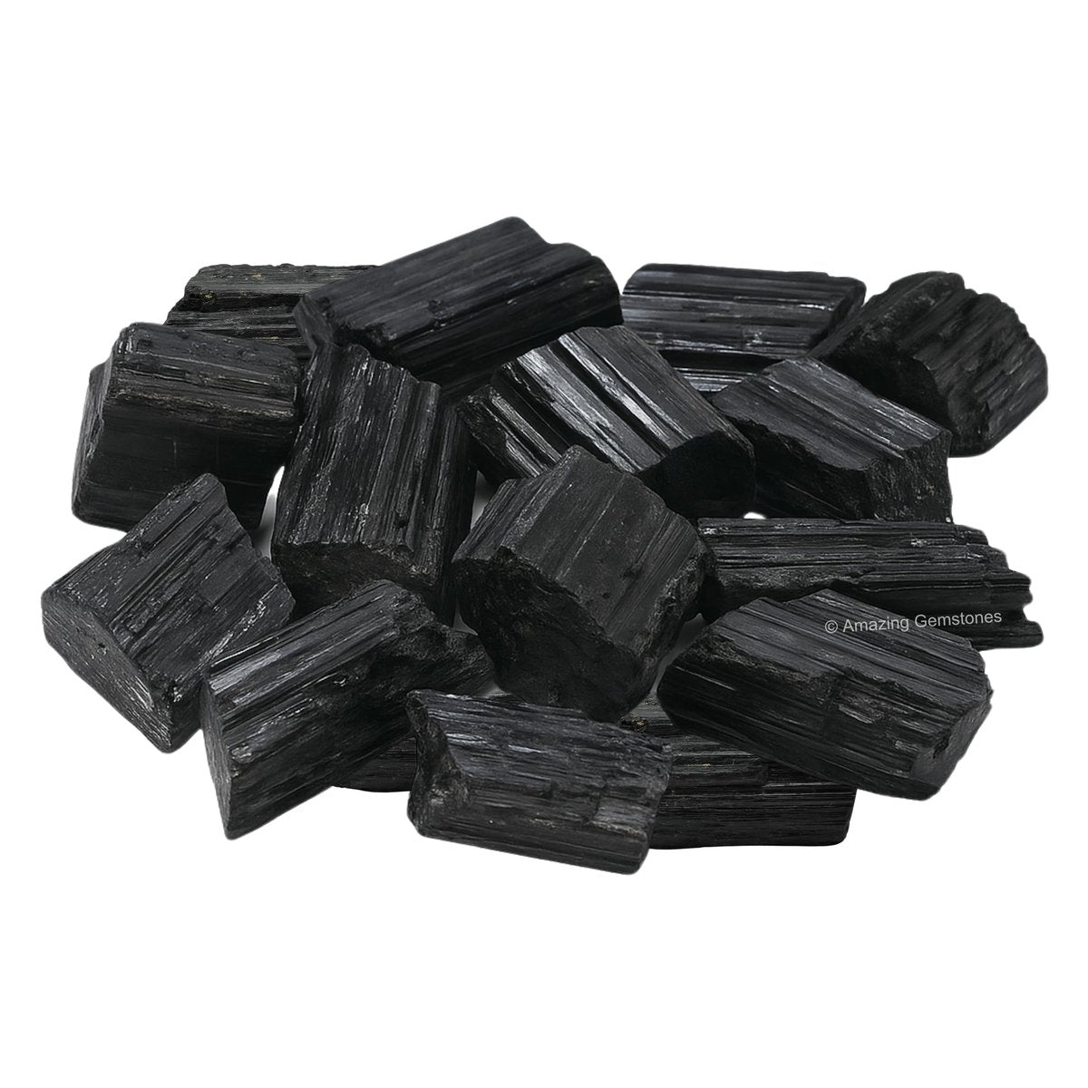 Amazing Gemstone Echter schwarzer Turmalin Kristallstein Rohstein Schutz für Heilung, natürliche Steine zum Trommeln - Turmalina Negra Original (2 Stück)