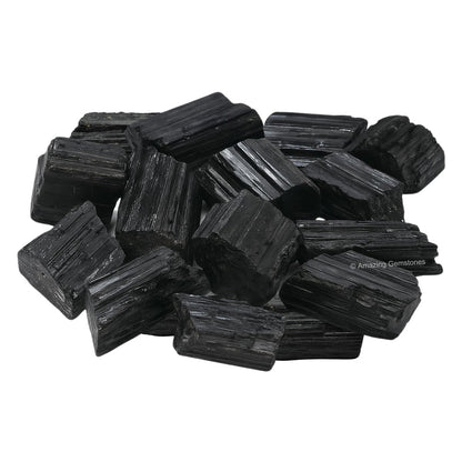 Amazing Gemstone Echter schwarzer Turmalin Kristallstein Rohstein Schutz für Heilung, natürliche Steine zum Trommeln - Turmalina Negra Original (2 Stück)