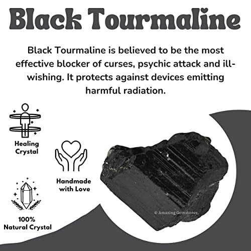 Amazing Gemstone Echter schwarzer Turmalin Kristallstein Rohstein Schutz für Heilung, natürliche Steine zum Trommeln - Turmalina Negra Original (2 Stück)