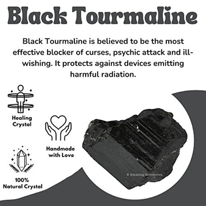 Amazing Gemstone Echter schwarzer Turmalin Kristallstein Rohstein Schutz für Heilung, natürliche Steine zum Trommeln - Turmalina Negra Original (2 Stück)