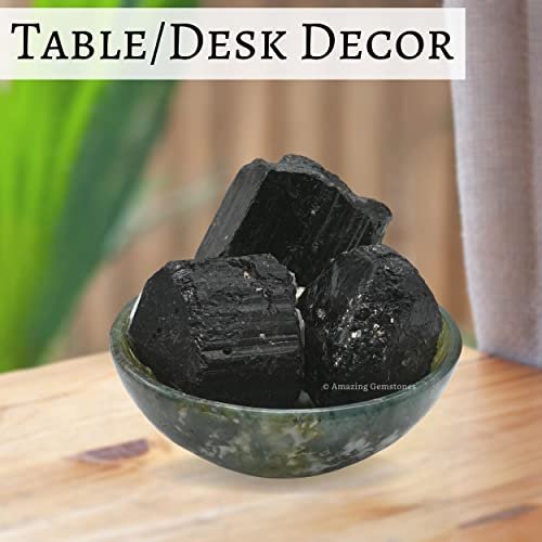 Amazing Gemstone Echter schwarzer Turmalin Kristallstein Rohstein Schutz für Heilung, natürliche Steine zum Trommeln - Turmalina Negra Original (2 Stück)