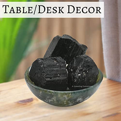 Amazing Gemstone Echter schwarzer Turmalin Kristallstein Rohstein Schutz für Heilung, natürliche Steine zum Trommeln - Turmalina Negra Original (2 Stück)