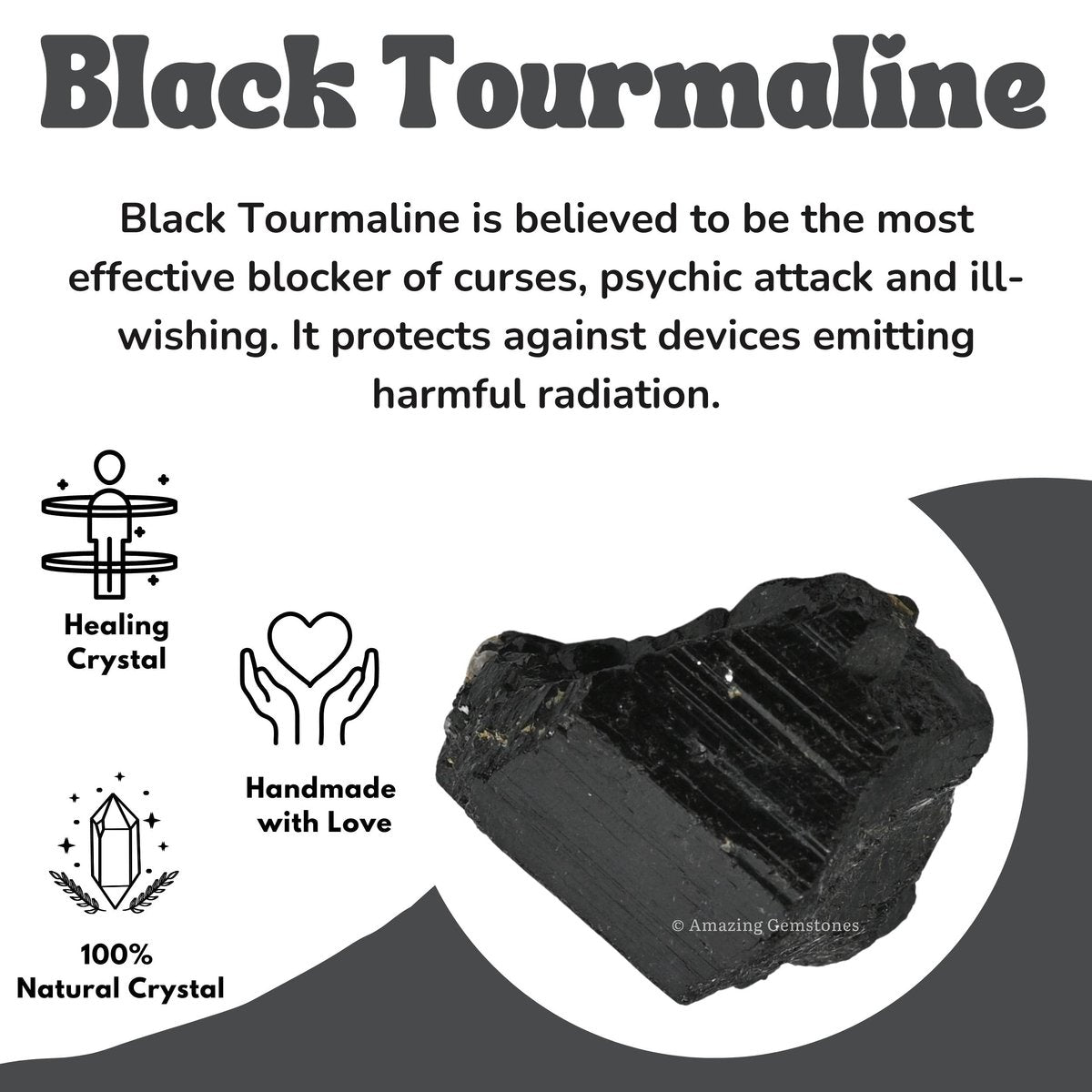 Amazing Gemstone Echter schwarzer Turmalin Kristallstein Rohstein Schutz für Heilung, natürliche Steine zum Trommeln - Turmalina Negra Original (2 Stück)