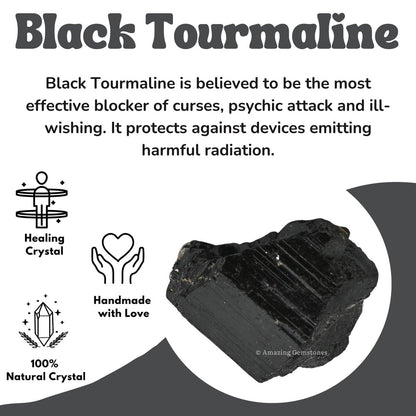 Amazing Gemstone Echter schwarzer Turmalin Kristallstein Rohstein Schutz für Heilung, natürliche Steine zum Trommeln - Turmalina Negra Original (2 Stück)