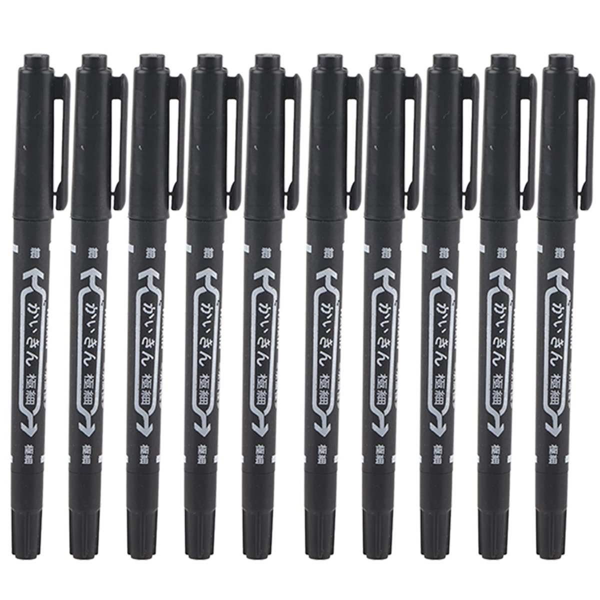 10 Stück Tätowierstift-Markierungsstifte – Feine und reguläre Spitze für Tattoo-Schablonen – Schwarz