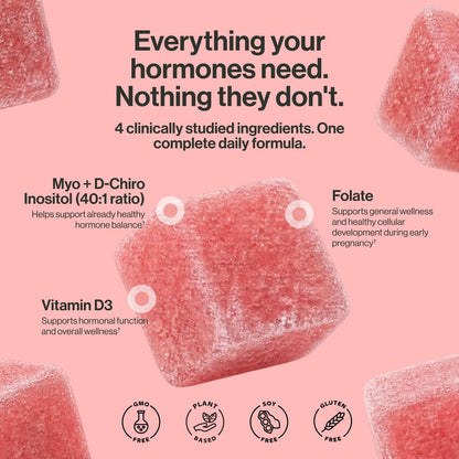 Kindnature Myo-Inositol & D-Chiro Inositol Gummis für Frauen – 2000mg + 50mg, Ideales 40:1 Verhältnis – mit Vitamin D & Folsäure – Hormonbalance & Fruchtbarkeitsunterstützung – Vegan, Wassermelonengeschmack (120 Gummis)
