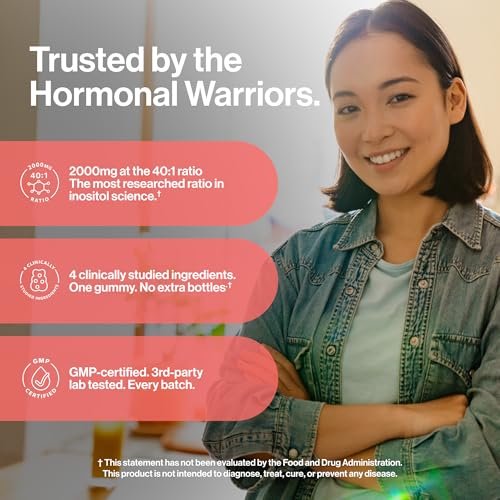 Kindnature Myo-Inositol & D-Chiro Inositol Gummis für Frauen – 2000mg + 50mg, Ideales 40:1 Verhältnis – mit Vitamin D & Folsäure – Hormonbalance & Fruchtbarkeitsunterstützung – Vegan, Wassermelonengeschmack (120 Gummis)