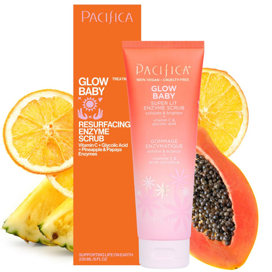 Pacifica Glow Baby Peeling-Gesichtsreiniger mit Vitamin C & Glykolsäure – Aufhellender Enzymreiniger für strahlend glatte Haut, 118 ml