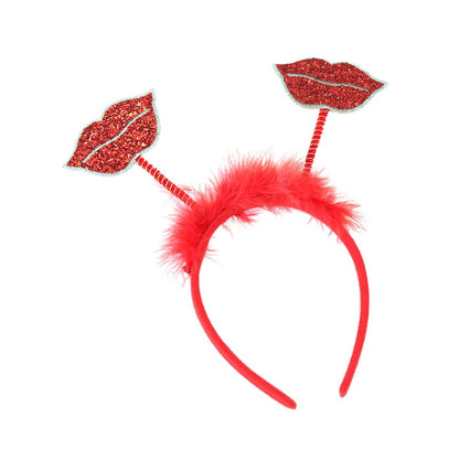 Dzrige Rote Lippen Stirnband mit Glitzer – Valentinstag Kusslippen Haarreif für Frauen, Partyaccessoire für Weihnachten, Hochzeit, Geburtstag