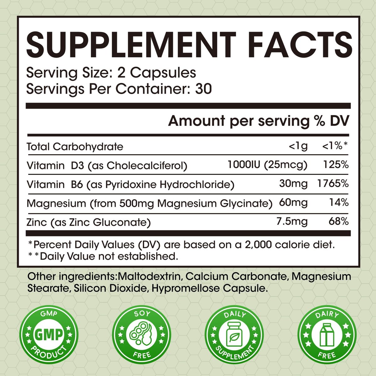 (2er-Pack) Magnesiumglycinat Kapseln, Magnesium mit Zink, Vitamin D3 & B6 – Hoch bioverfügbar – Knochen, Herz, Gelenke, Immunsystem – 120 vegane Kapseln