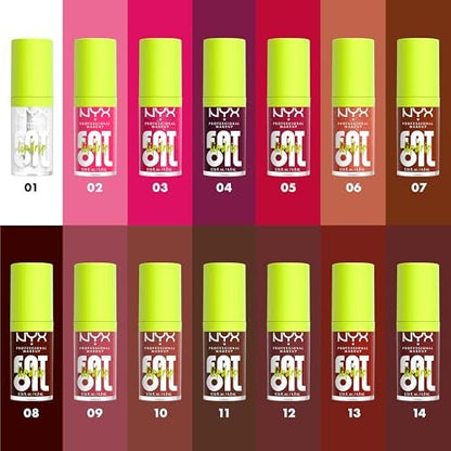 NYX PROFESSIONAL MAKEUP Fat Oil Lip Drip, feuchtigkeitsspendender Lipgloss, vegane getönte Formel, bis zu 12 Stunden Feuchtigkeit - Status Update (Reichhaltiges Schokoladenbraun)
