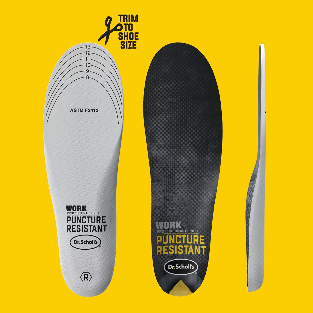 Dr. Scholl's Professional Series Arbeits-Einlegesohlen, durchstichfest, Herren 8-14, zuschneidbar