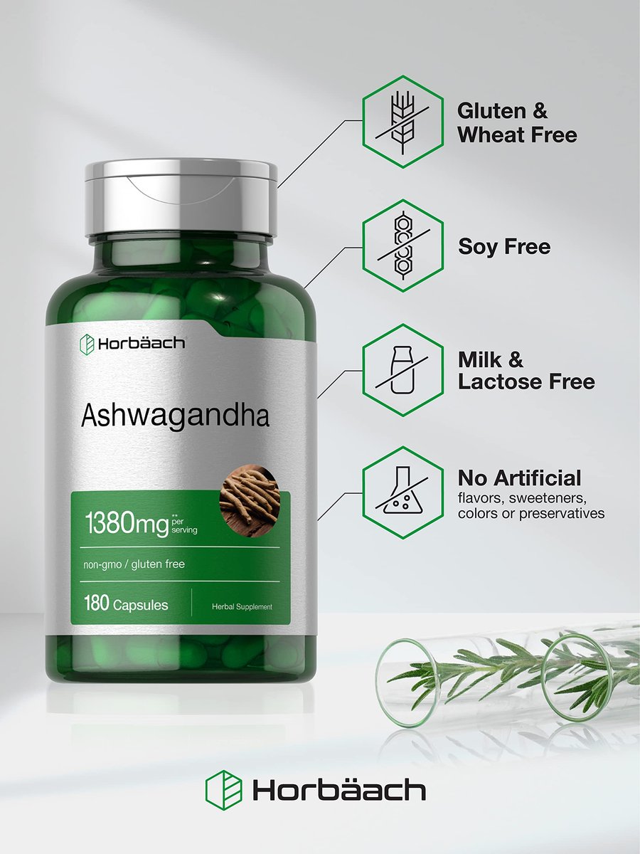 Horbäach Ashwagandha-Wurzel-Präparat | 180 Kapseln | für Frauen und Männer | Kräuterextrakt | Nicht-GVO, Glutenfrei