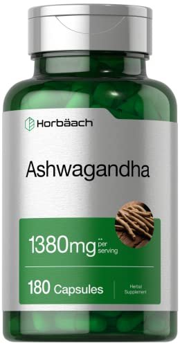 Horbäach Ashwagandha-Wurzel-Präparat | 180 Kapseln | für Frauen und Männer | Kräuterextrakt | Nicht-GVO, Glutenfrei