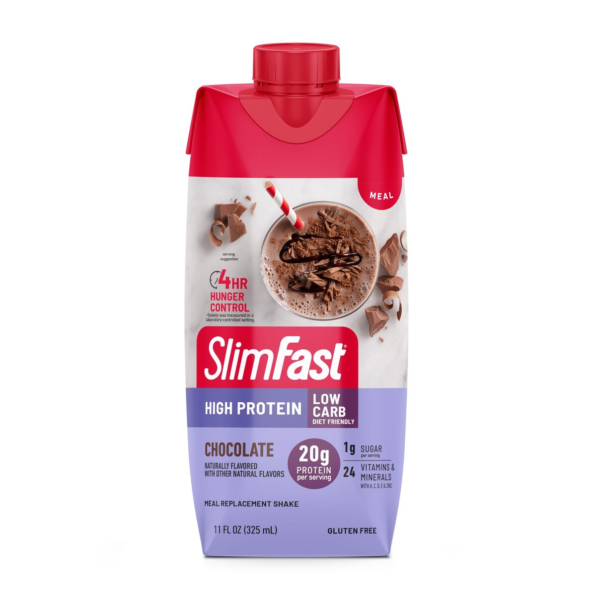 SlimFast Protein Shake Schokolade – 20g Protein, Mahlzeitenersatzshake, trinkfertig, High Protein, Low Carb, Low Sugar, 24 Vitamine & Mineralstoffe, 12er Pack (11 Fl Oz)