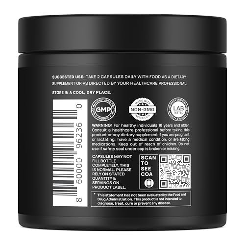 40-fache Stärke Bio Schwarze Maca-Wurzel mit Ashwagandha – Höchste Potenz Schwarze Maca Kapseln für Männer 40:1 Extrakt – 100% reine peruanische Maca Gelatinisierte Maca-Wurzel Pulver Pillen