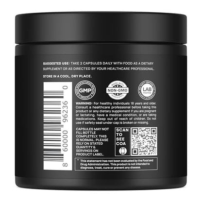 40-fache Stärke Bio Schwarze Maca-Wurzel mit Ashwagandha – Höchste Potenz Schwarze Maca Kapseln für Männer 40:1 Extrakt – 100% reine peruanische Maca Gelatinisierte Maca-Wurzel Pulver Pillen