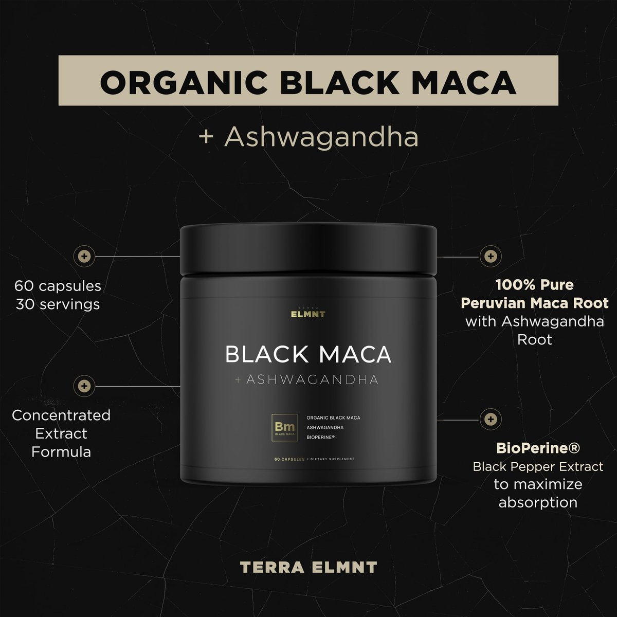 40-fache Stärke Bio Schwarze Maca-Wurzel mit Ashwagandha – Höchste Potenz Schwarze Maca Kapseln für Männer 40:1 Extrakt – 100% reine peruanische Maca Gelatinisierte Maca-Wurzel Pulver Pillen